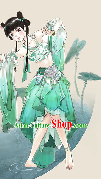 Ancient Chinese Princess Court Dresses Hanzhuang Han Fu Han Clothing Traditional Chinese Dress Hanfu National Costumes and Hair Jewelry Complete Set for Women or Girls