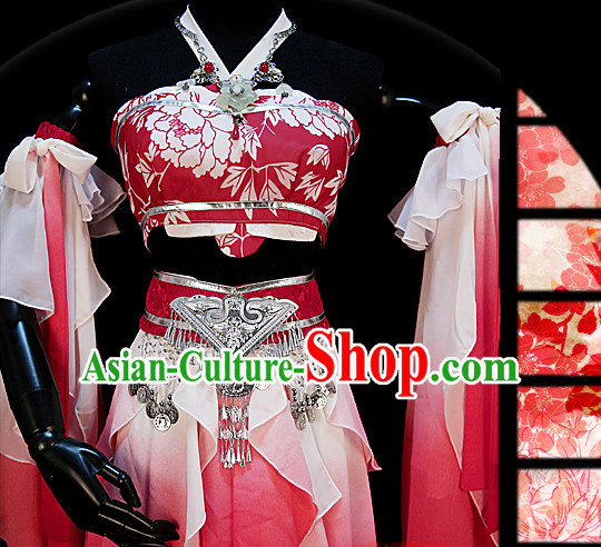 Ancient Chinese Princess Court Dresses Hanzhuang Han Fu Han Clothing Traditional Chinese Dress Hanfu National Costumes and Hair Jewelry Complete Set for Women or Girls