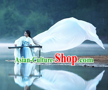 Ancient Chinese Fairy Beauty Hanfu National Costumes and Headpieces Complete Set for Women