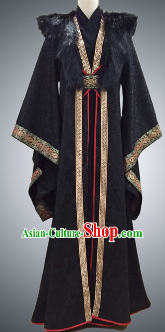 Black Ancient Chinese Prince Clothing Han Fu National Costumes Complete Set for Men