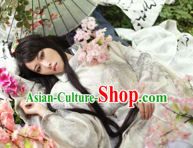 Top Chinese Ancient Costumes Theater and Reenactment Costumes and Headgear Complete Set for Women