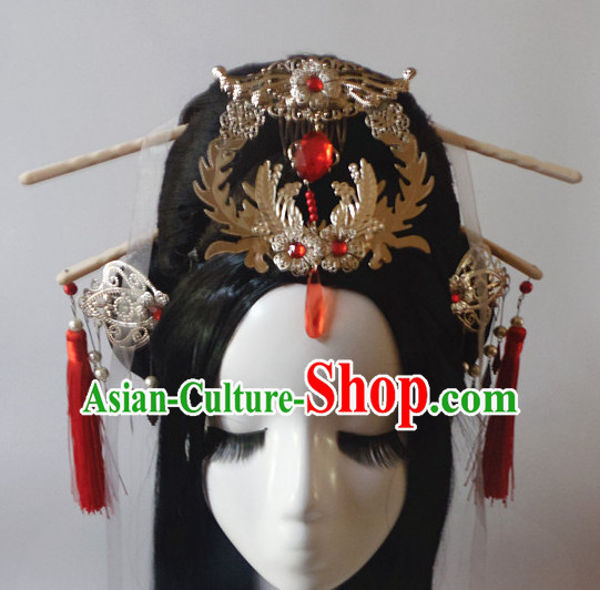 Chinese Classic Lady Headwear Crowns Hats Headpiece Hair Accessories Jewelry Set