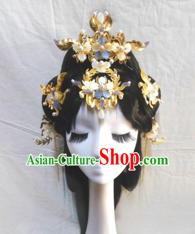 Chinese Classic Lady Princess Fairy Headwear Crowns Hats Headpiece Hair Accessories Jewelry Set