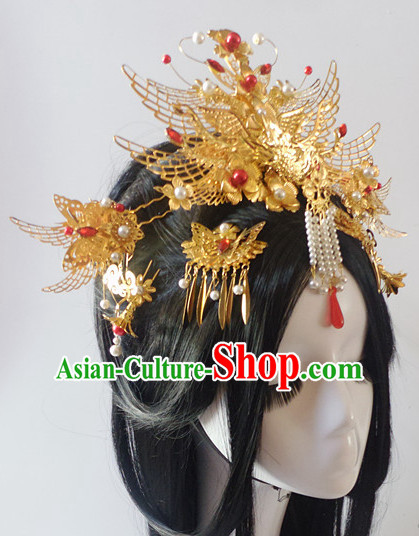 Chinese Classic Lady Princess Fairy Headwear Crowns Hats Headpiece Hair Accessories Jewelry Set