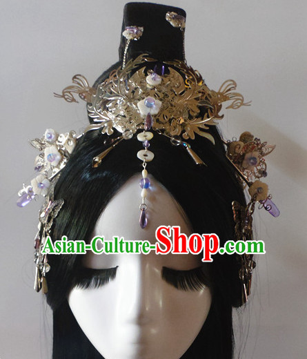 Chinese Classic Lady Princess Fairy Headwear Crowns Hats Headpiece Hair Accessories Jewelry Set