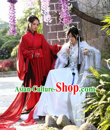 Top Chinese Swordsman Hanfu Clothing Theater and Reenactment Costumes Complete Set