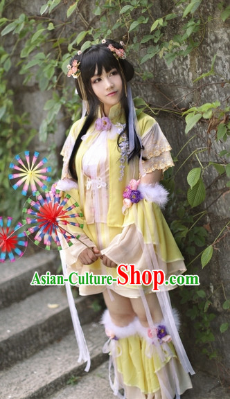 Top Chinese Ancient Costumes Theater and Reenactment Costumes and Headgear Complete Set for Women