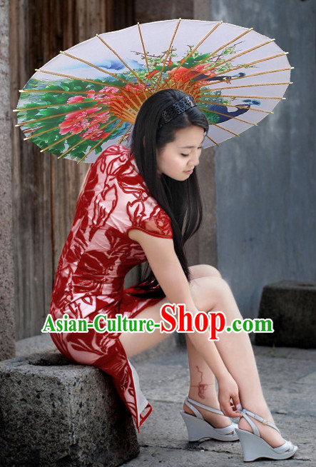 Asian Dance Umbrella China Handmade Peacock Umbrellas Stage Performance Umbrella Dance Props