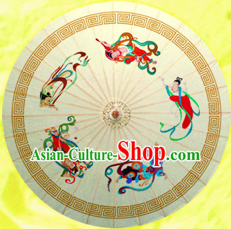 Chinese Dance Umbrella Traditional Rainproof Handmade Chinese Oil Paper Umbrellas Stage Performance Umbrella Dancing Props