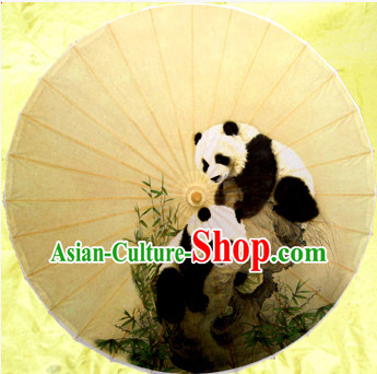 Asian Dance Umbrella China Handmade Traditional Panda Umbrellas Stage Performance Umbrella Dance Props