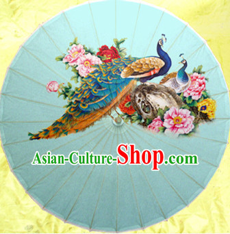 Traditional Rainproof Handmade Chinese Classic Oil Paper Peacock Umbrellas China Dance Umbrella Stage Performance Umbrella Dancing Props