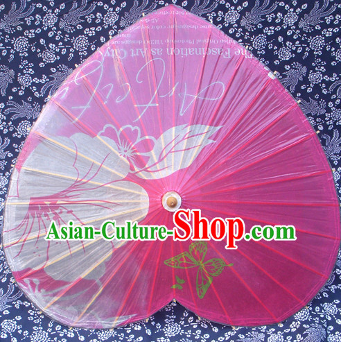 Heart Shape Traditional Rainproof Handmade Chinese Classic Oil Paper Umbrellas China Dance Umbrella Stage Performance Umbrella Dancing Props