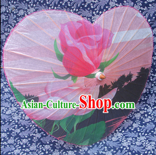 Heart Shape Traditional Rainproof Handmade Chinese Classic Oil Paper Umbrellas China Dance Umbrella Stage Performance Umbrella Dancing Props