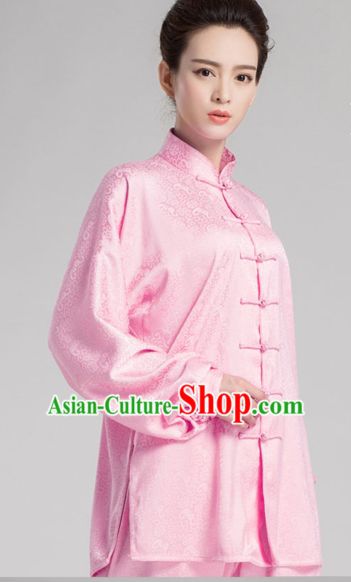 Pink Chinese Kung Fu Tai Chi Wushu Shaolin Uniform Wudang Uniforms Wu Shu Nanquan Kungfu Changquan Costume Uniform Martial Arts Tai Chi Taiji Uniforms