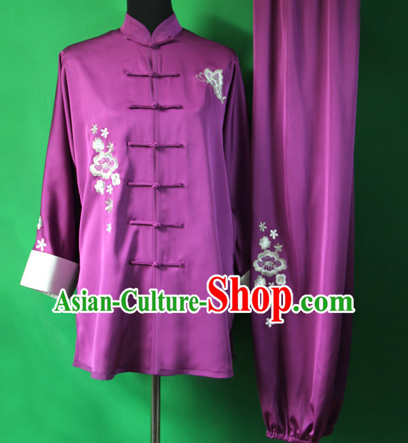 Purple Chinese Kung Fu Tai Chi Wushu Shaolin Uniform Wudang Uniforms Wu Shu Nanquan Kungfu Changquan Costume Uniform Martial Arts Tai Chi Taiji Uniforms