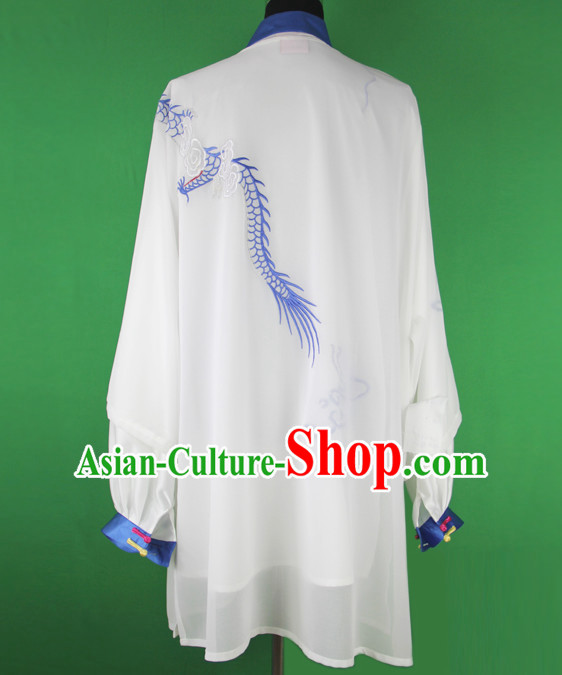 White Dragon Chinese Kung Fu Tai Chi Wushu Shaolin Uniform Wudang Uniforms Wu Shu Nanquan Kungfu Changquan Costume Uniform Martial Arts Tai Chi Taiji Uniforms