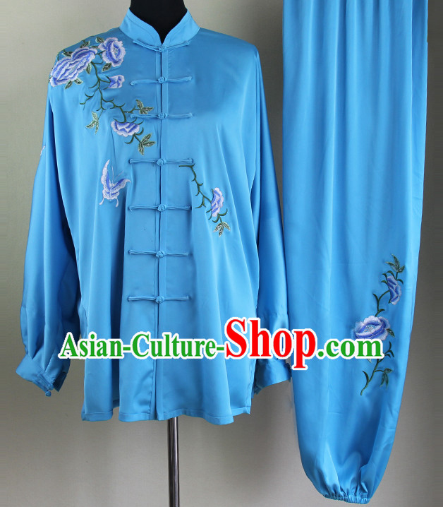 Blue Chinese Kung Fu Tai Chi Wushu Shaolin Uniform Wudang Uniforms Wu Shu Nanquan Kungfu Changquan Costume Uniform Martial Arts Tai Chi Taiji Uniforms