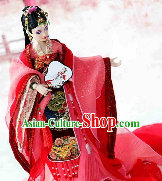 Traditional Chinese Women Empress Clothing Dresses National Costume and Hair Ornaments Complete Set