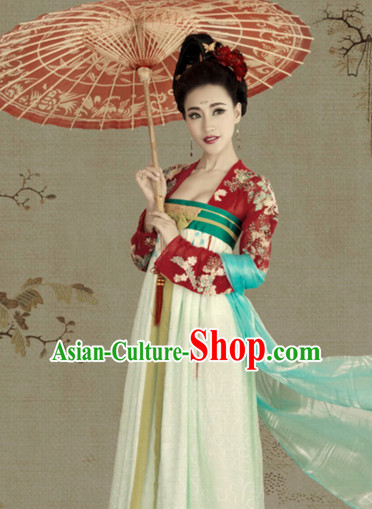 Traditional Chinese Women Empress Clothing Dresses National Costume and Hair Ornaments Complete Set