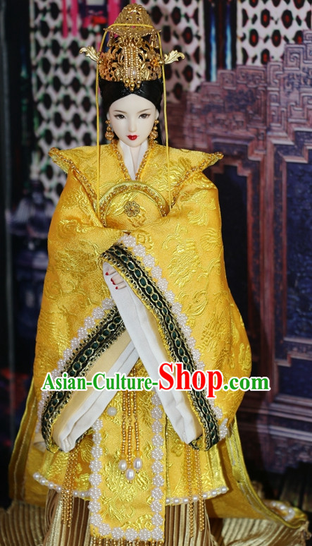 Traditional Chinese Women Empress Clothing Dresses National Costume and Hair Ornaments Complete Set