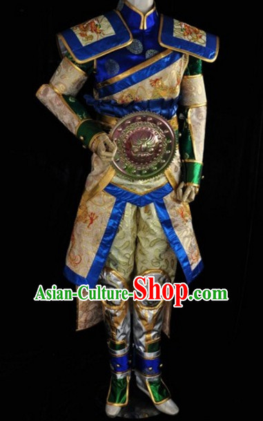 Chinese Swordsman Film Costumes Knight Clothing Warrior Costume and Hair Ornaments Complete Set