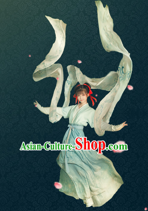 Chinese Ancient Women Hanfu Clothing Stage Drama Performance Traditional Girl Dress and Hairpins Complete Set