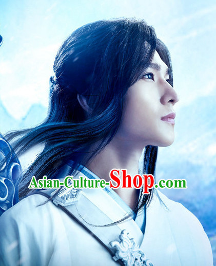 China Ancient Black Long Wigs for Swordsman