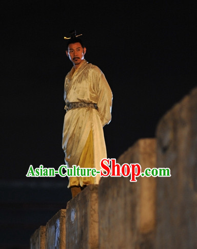 Chinese Ancient Tang Dynasty Emperor Pajamas Sleepcoat Nightgown Complete Set for Men