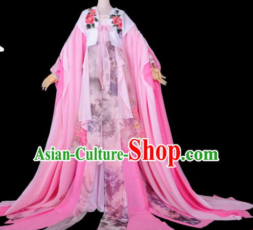 Chinese Hanfu Hakama Traditional Fairy Dress Quju Supreme Chinese Princess Costume Ancient Chinese Costume and Headpieces Complete Set