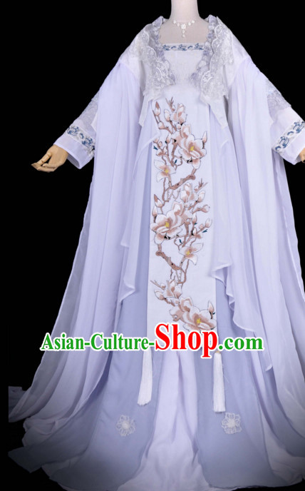 Chinese Hanfu Hakama Traditional Fairy Dress Quju Supreme Chinese Princess Costume Ancient Chinese Costume and Headpieces Complete Set