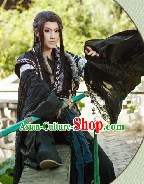 Chinese Swordsman Hanfu Robe Knight Clothing Handmade Bjd Dress Opera Costume Drama Costumes Complete Set