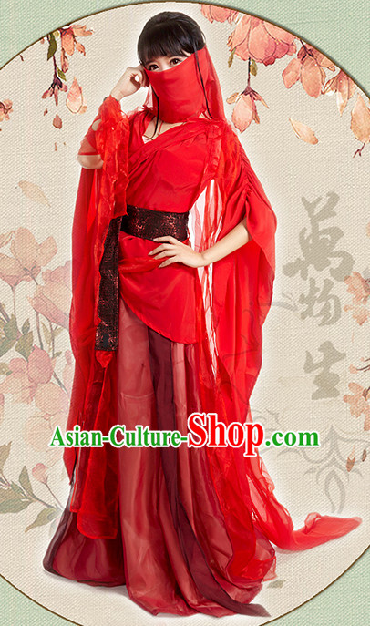 Red Chinese Hanfu Robe Clothing Handmade Bjd Dress Opera Costume Drama Costumes Complete Set