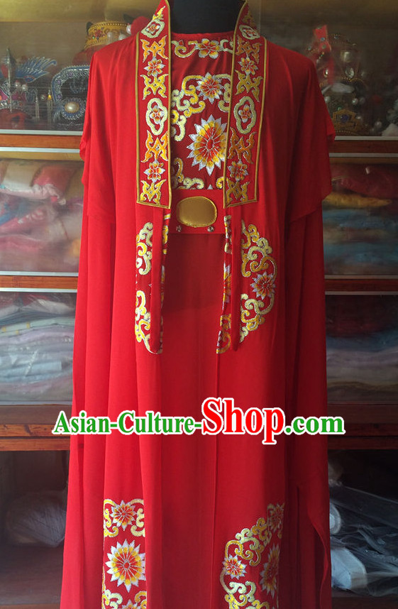 China Beijing Opera Men Wedding Dresses Embroidered Robe Stage Costumes Complete Set