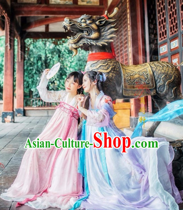 Chinese Ancient Tang Dynasty Ruqun Clothing Complete Set for Women