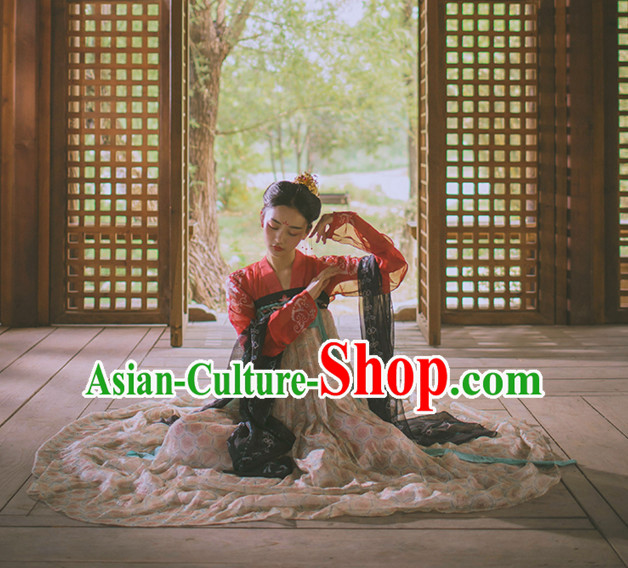 Chinese Ancient Tang Dynasty Ruqun Clothing Complete Set for Women