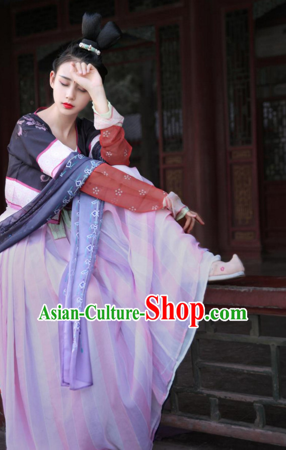 Chinese Ancient Tang Dynasty Ruqun Clothing Complete Set for Women