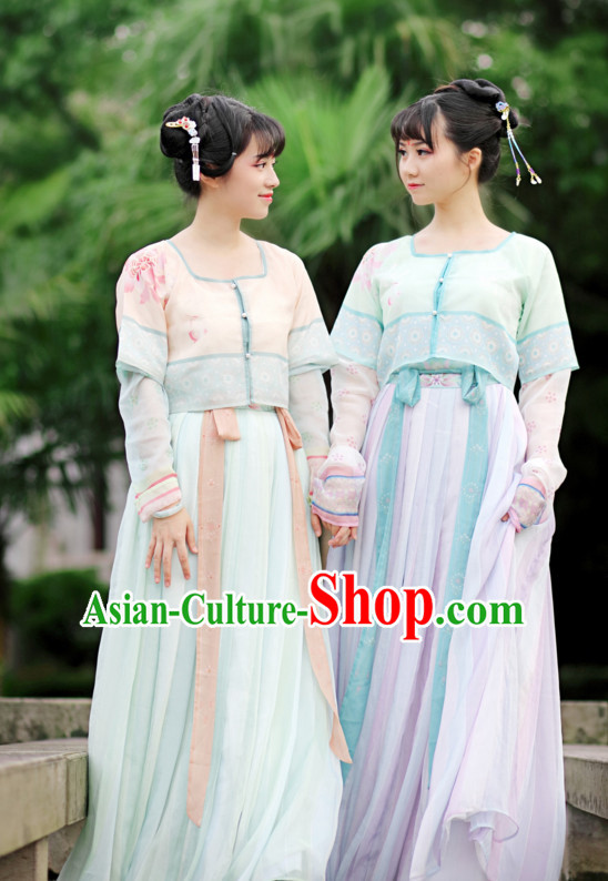 Chinese Ancient Tang Dynasty Ruqun Clothing Complete Set for Women