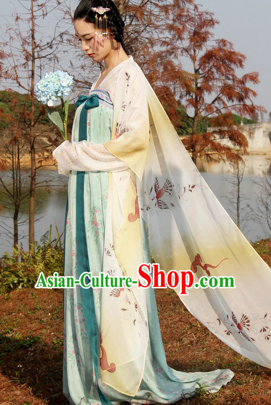 Chinese Ancient Tang Dynasty Ruqun Clothing Han Fu Suit Complete Set for Women