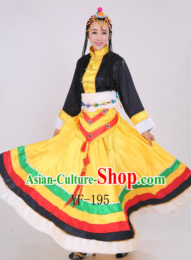 Chinese Minority Dance Dress China Fan Dance Costume Ribbon Dance Costumes Folk Dance Suit