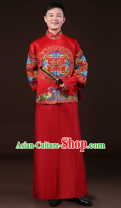 Top Traditional Chinese Embroidered Wedding Dresses Wedding Gowns for Bridegrooms