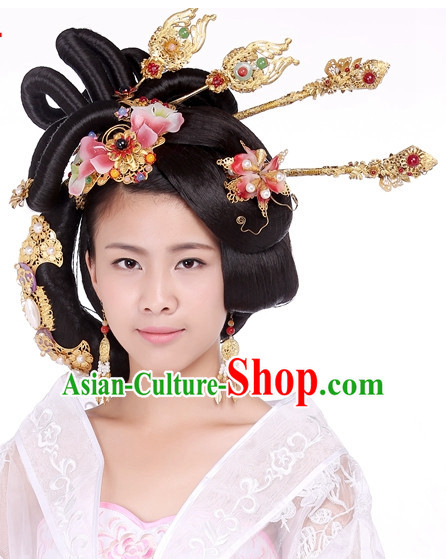 Chinese Ancient Princess Black Wigs Hair Accessories Headpiece Headdress
