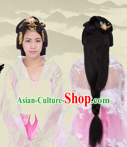 Chinese Ancient Princess Black Wigs Hair Accessories Headpiece Headdress