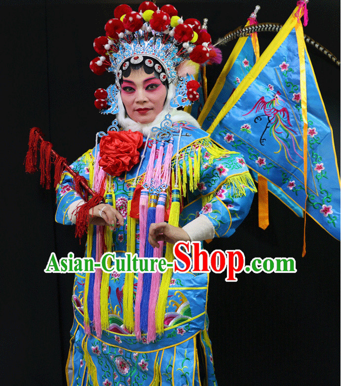 Chinese Opera Beijing Opera Peking Opera Hua Dan Costume Embroidered Robe Hua Dan Opera Costumes and Headdress Complete Set