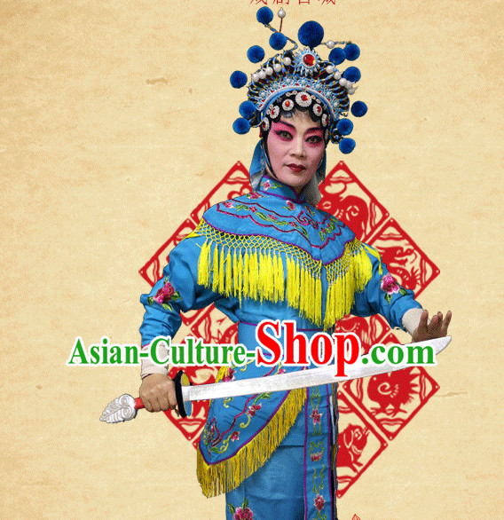 Chinese Opera Beijing Opera Peking Opera Hua Dan Costume Embroidered Robe Hua Dan Opera Costumes and Headdress Complete Set