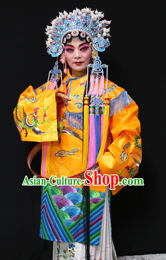 Chinese Opera Beijing Opera Peking Opera Hua Dan Costume Embroidered Robe Hua Dan Opera Costumes and Headdress Complete Set