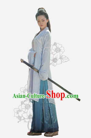 Chinese Traditional Dynasty Royal Stage Hanfu Hanbok Kimono Feitian Costume Dresses Costume Ancient Fairy Garment and Headpieces Complete Set