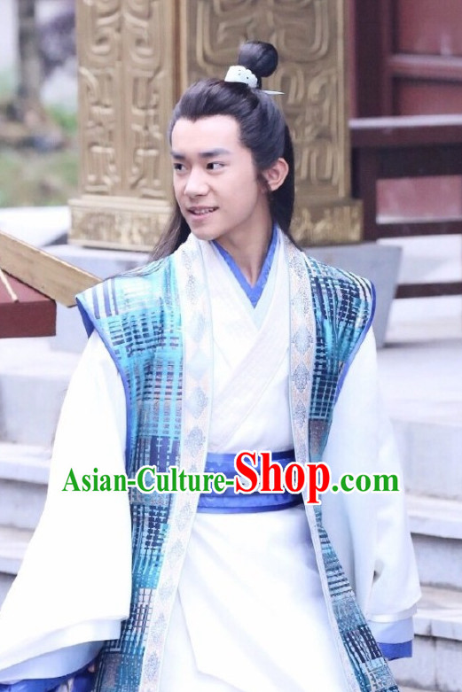 Chinese Ancient Male Teenagers Long Black Wigs