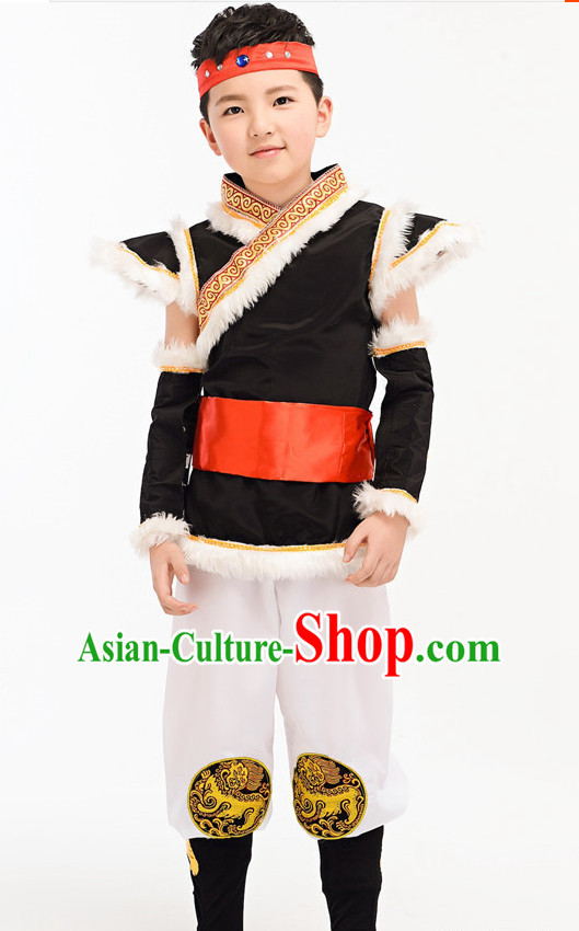 Chinese Folk Ethnic Dance Costume Complete Set for Kids