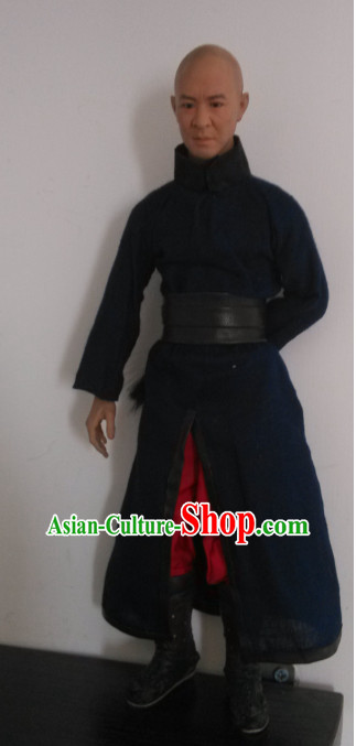 Black Chinese Qing Dynasty Black Hanfu Dress Gown Costumes Ancient Costume Clothing Complete Set