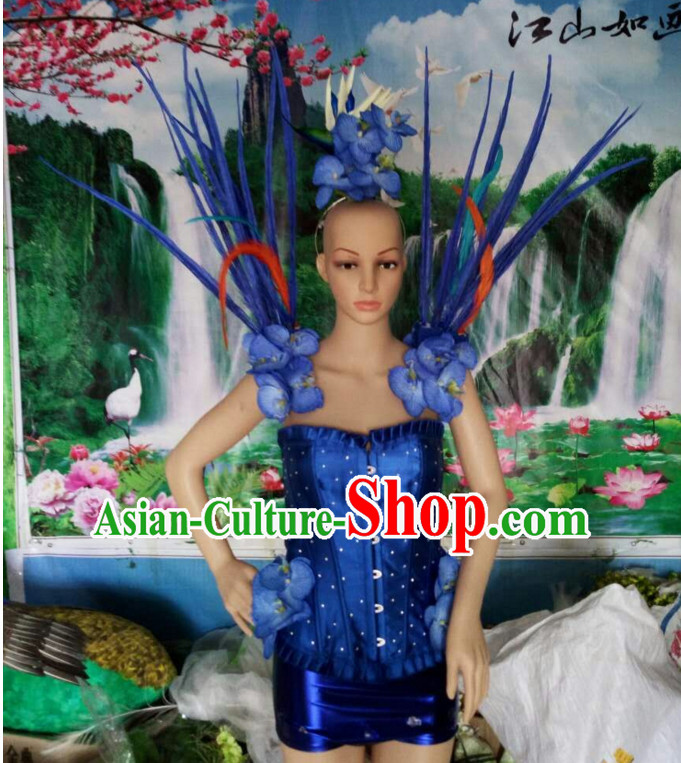 Parade Quality Forest Dance Costumes Popular Ostrich Feathers Fancy Costume Stage Costumes Angel Wings Costume Complete Set